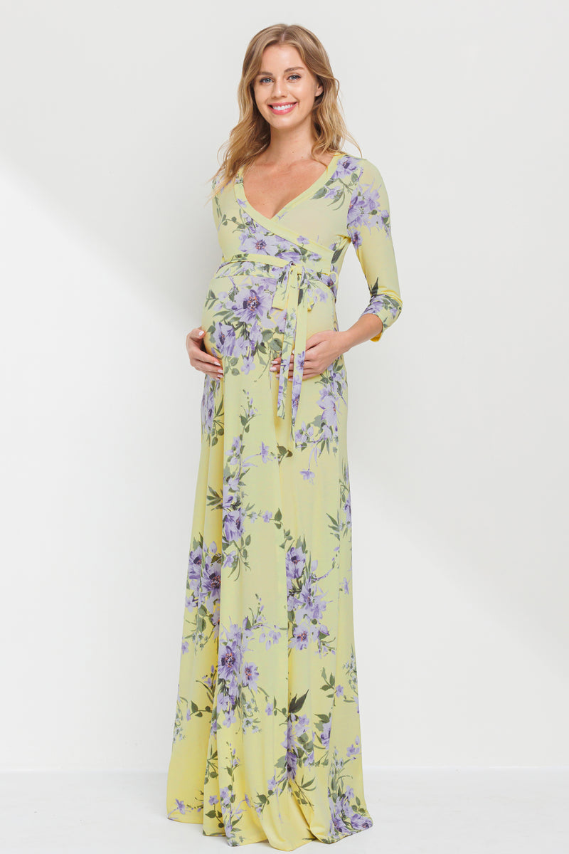 light yellow maternity dress Floral Maternity/Nursing Maxi – HELLO MIZ Vintage 90s All That Size:38L 5 colorways Your specially sewn dresses