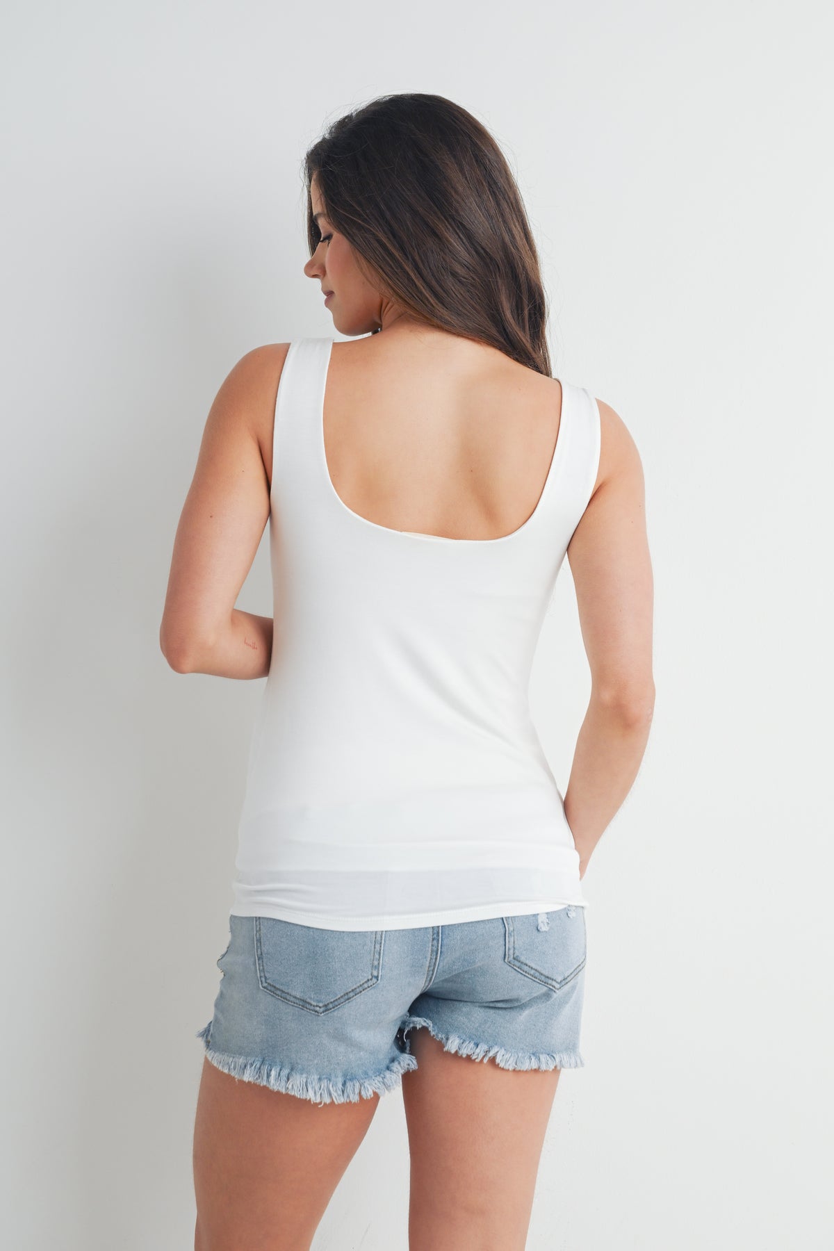 Ivory Sleeveless Sweetheart Maternity Top Back View