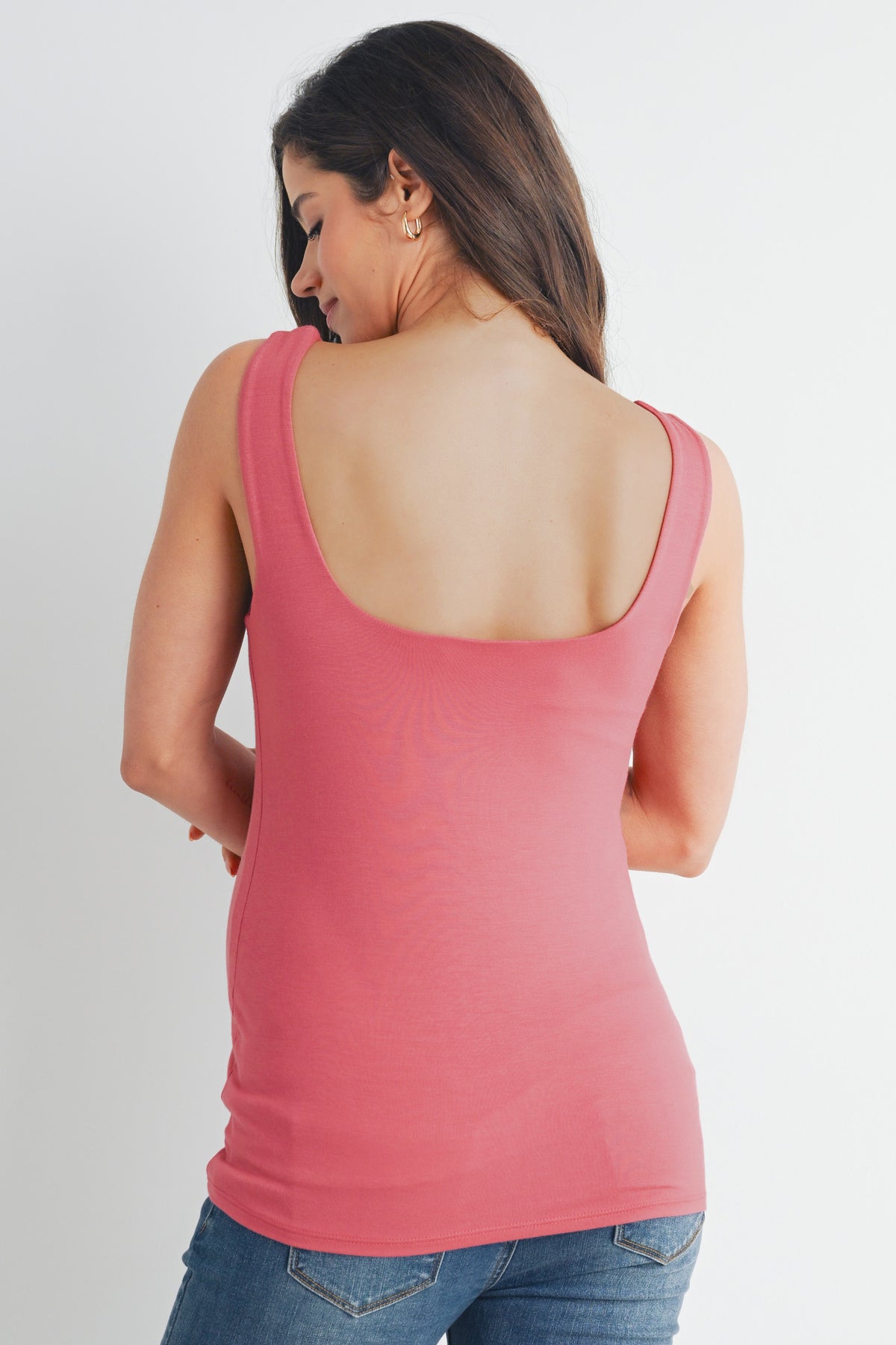 Mauve Sleeveless Sweetheart Maternity Top Back View