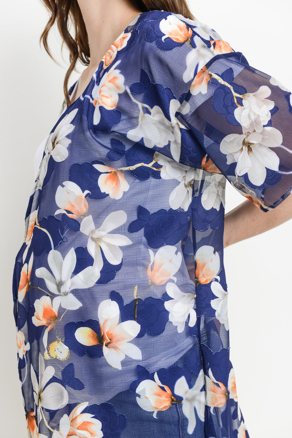 Floral Chiffon Maternity Cardigan