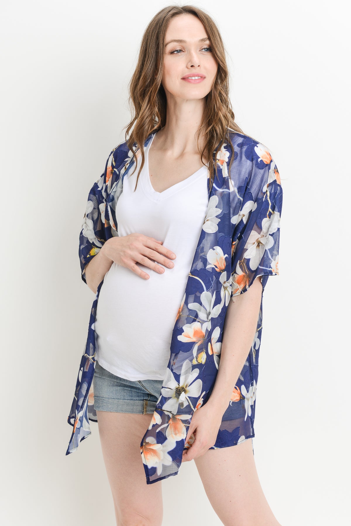 Floral Chiffon Maternity Cardigan