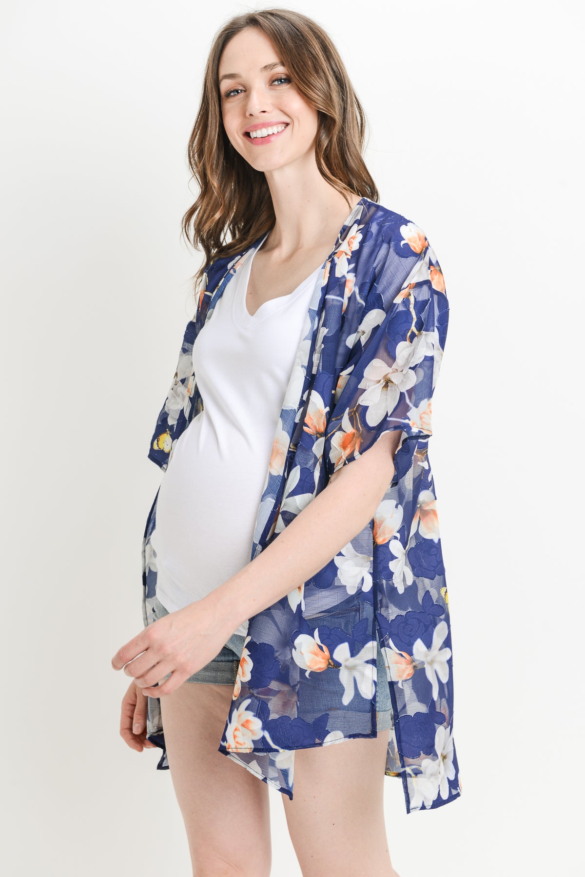 Floral Chiffon Maternity Cardigan