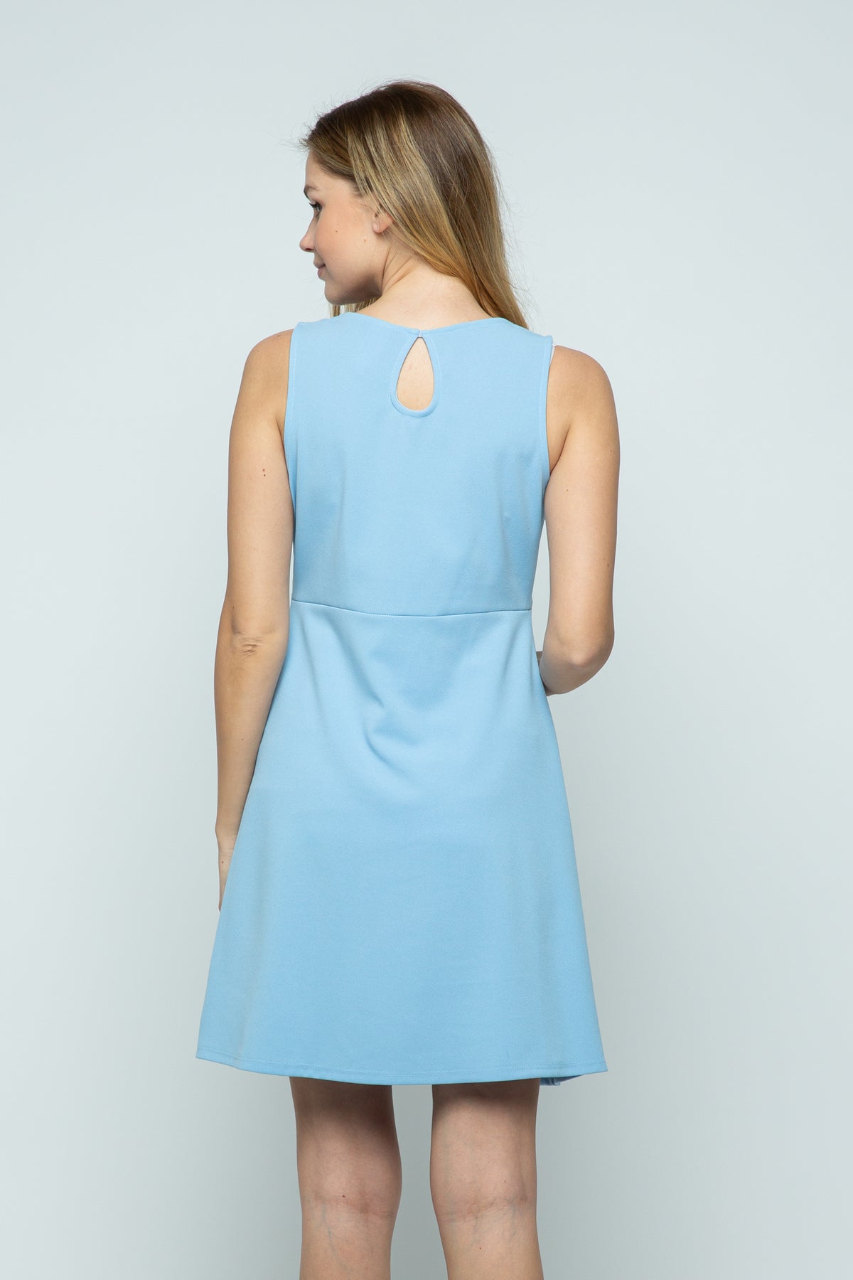 Sky Blue Sleeveless Empire Waist Maternity Mini Dress