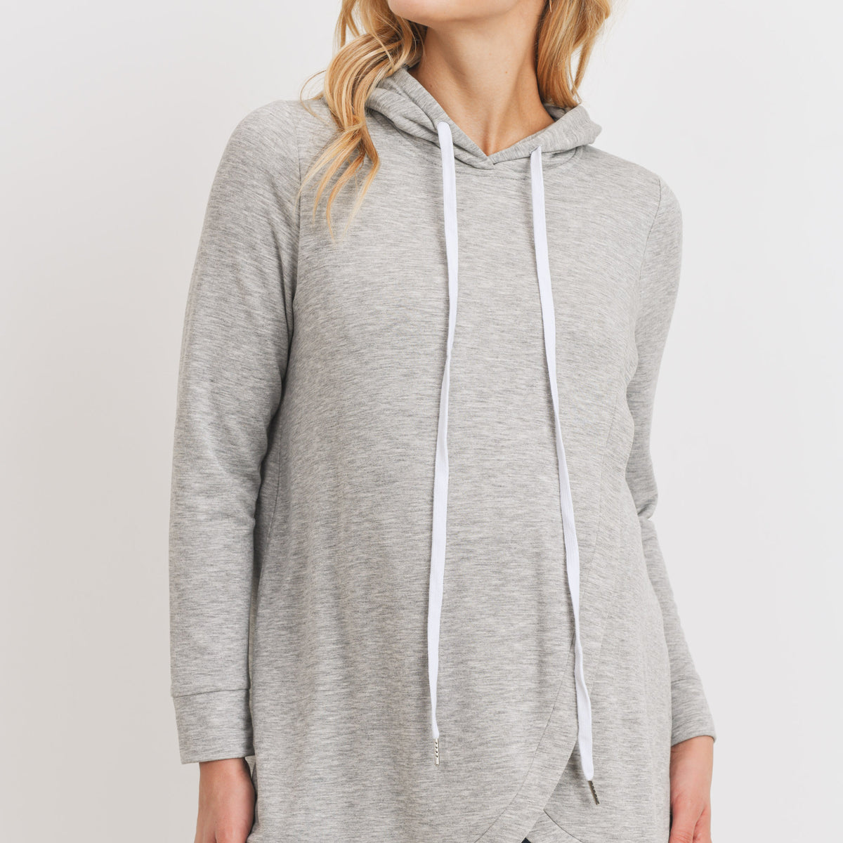 Heather Grey Heavy Brushed French Terry Maternity/Nursing Hoodie
