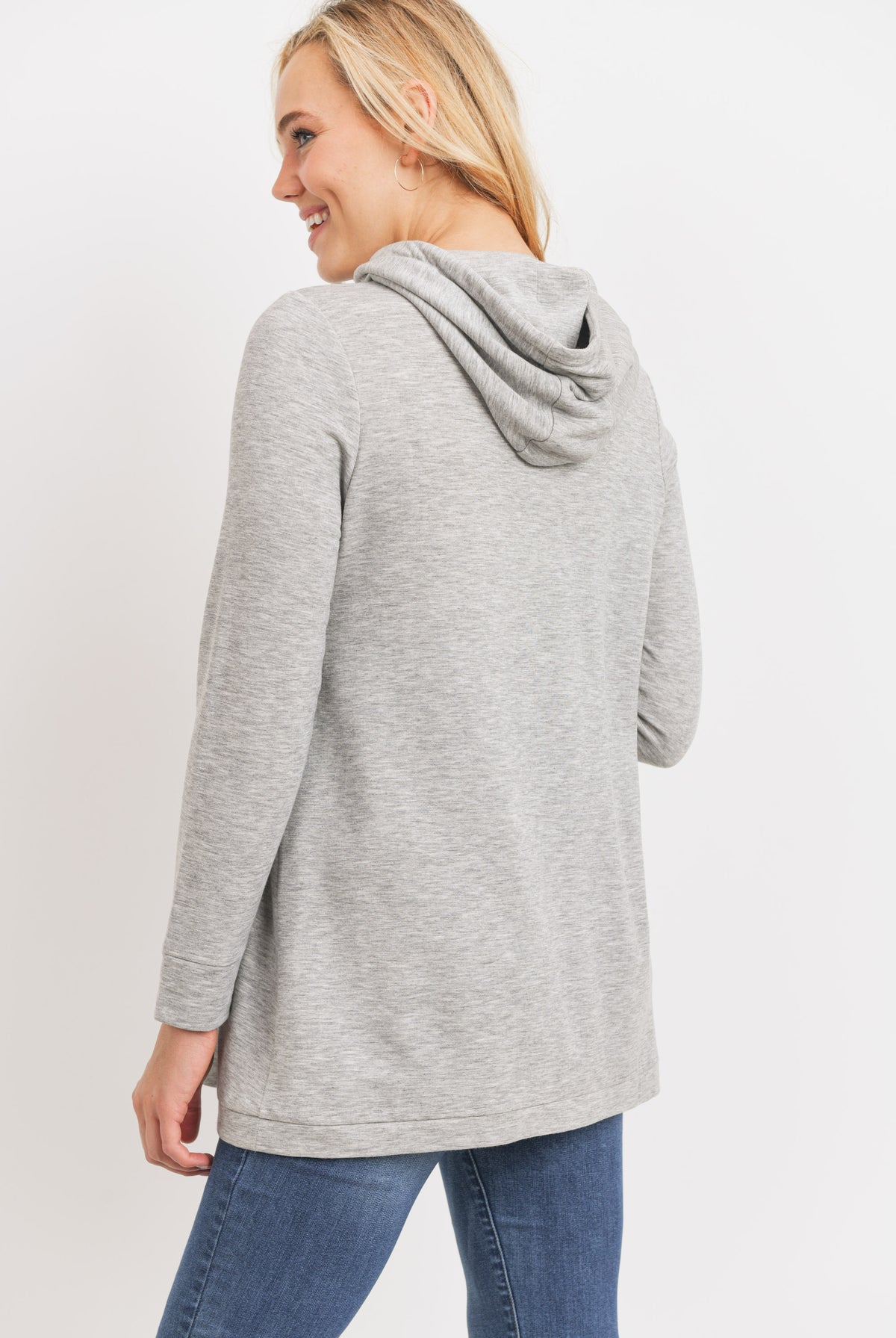 Heather Grey Heavy Brushed French Terry Maternity/Nursing Hoodie