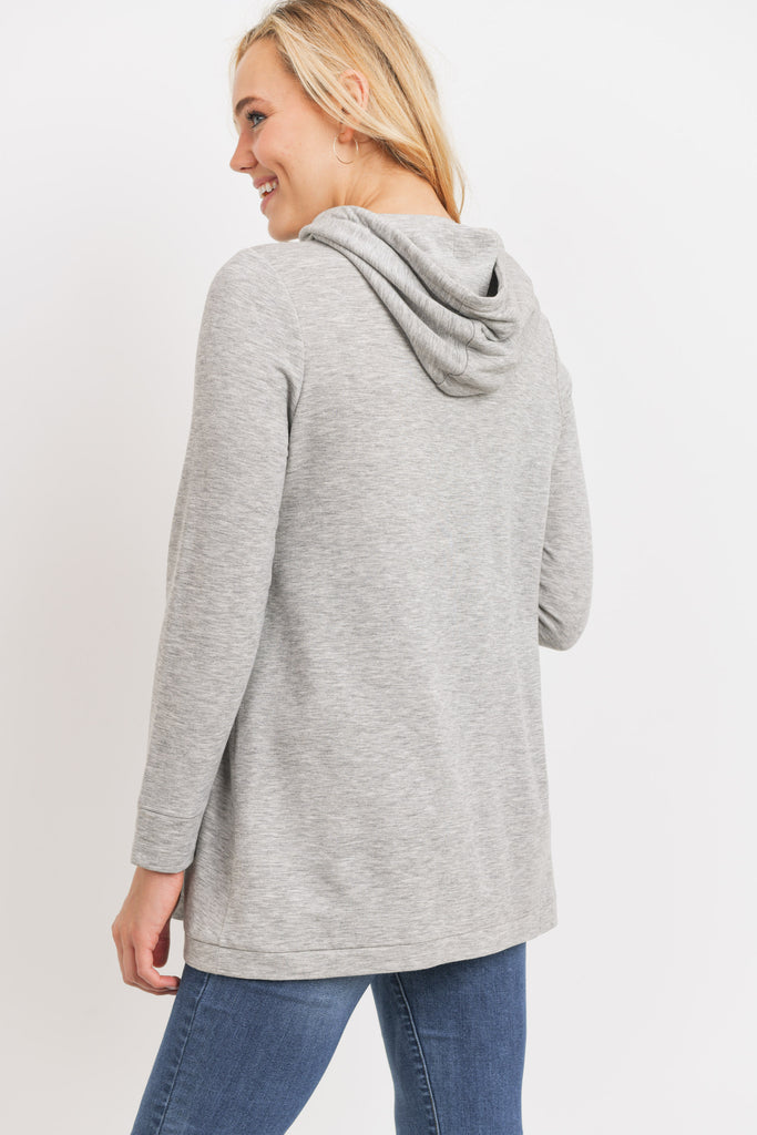 Heather Grey Heavy Brushed French Terry Maternity/Nursing Hoodie