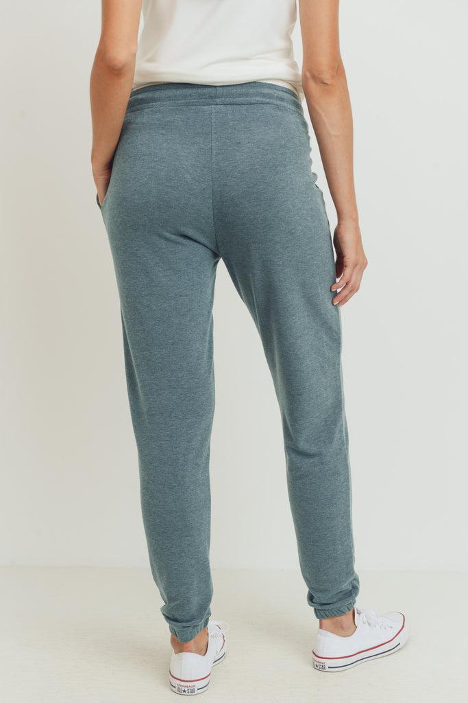 Teal Two Toned Brushed Terry Maternity Sweatpants