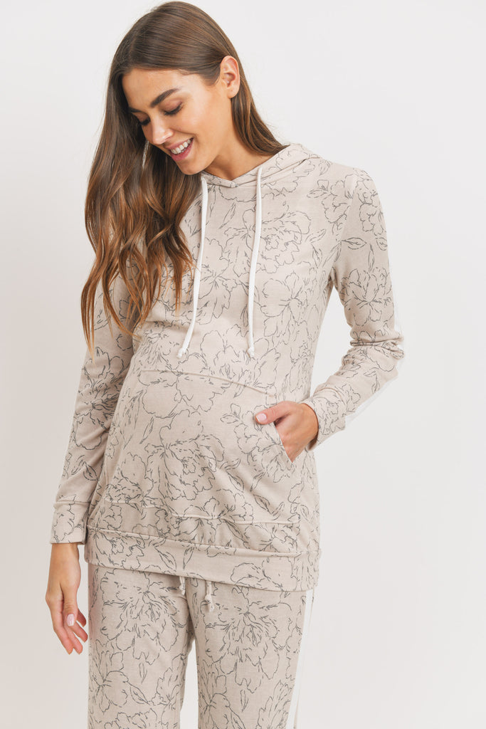 Taupe French Terry Maternity Hoodie