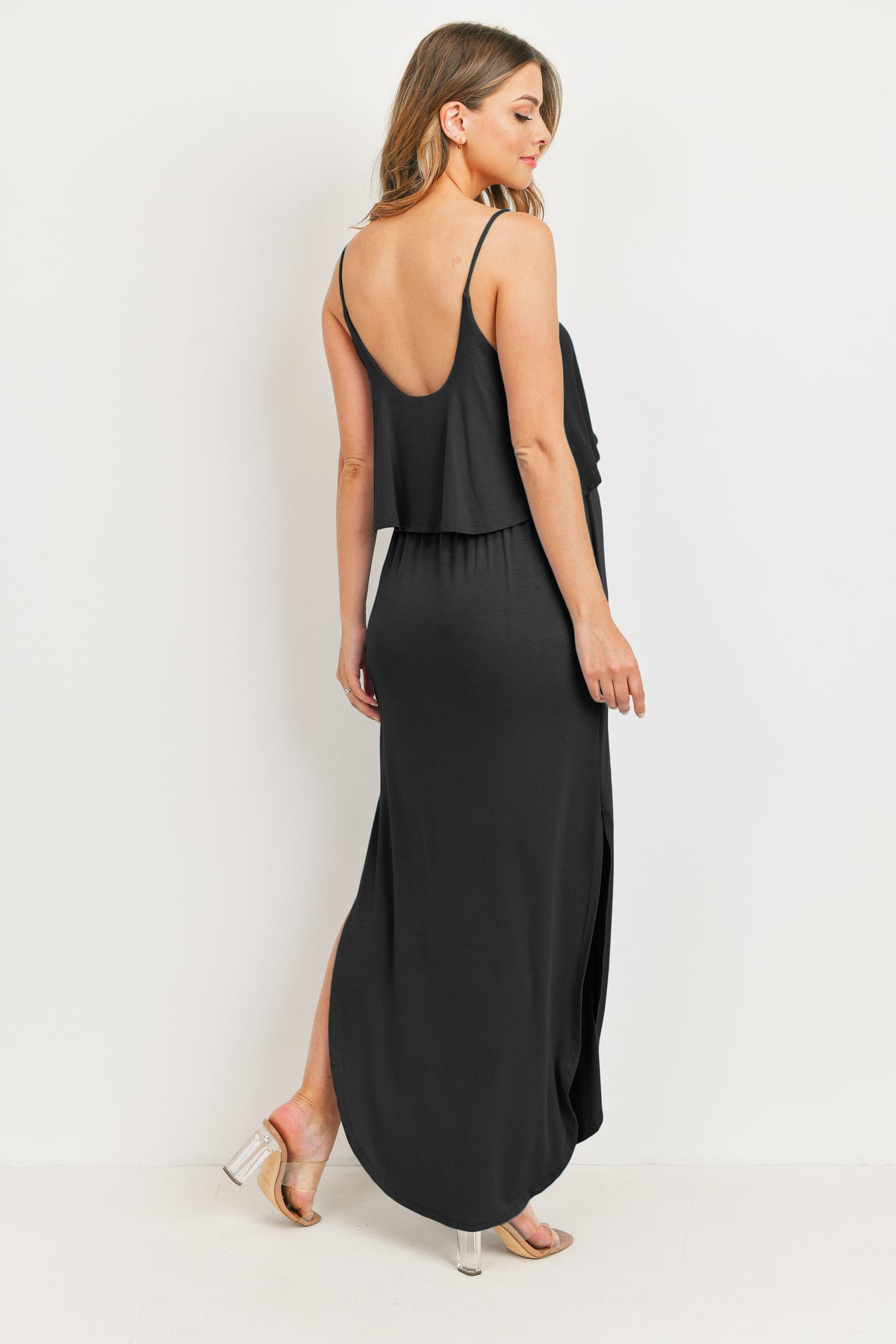 Black Overlay Top Maternity/Nursing Dress