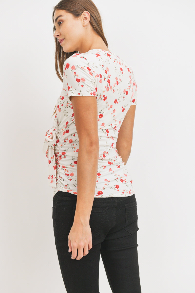 Ivory Floral Surplice Maternity/Nursing Top
