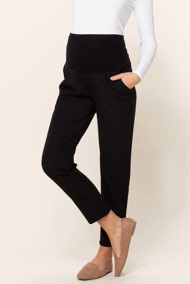 Relax Fit Super Soft Rayon Band Maternity Pants in Black