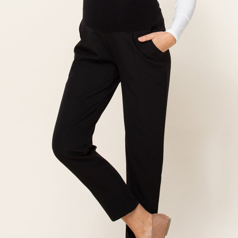 Relax Fit Super Soft Rayon Band Maternity Pants in Black