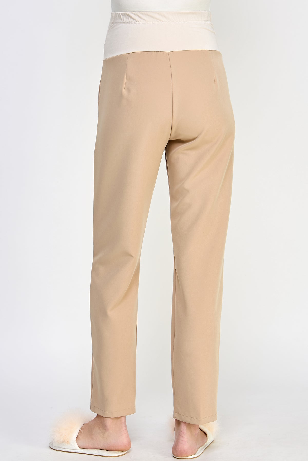 Khaki Relax Fit Super Soft Rayon Band Maternity Pants