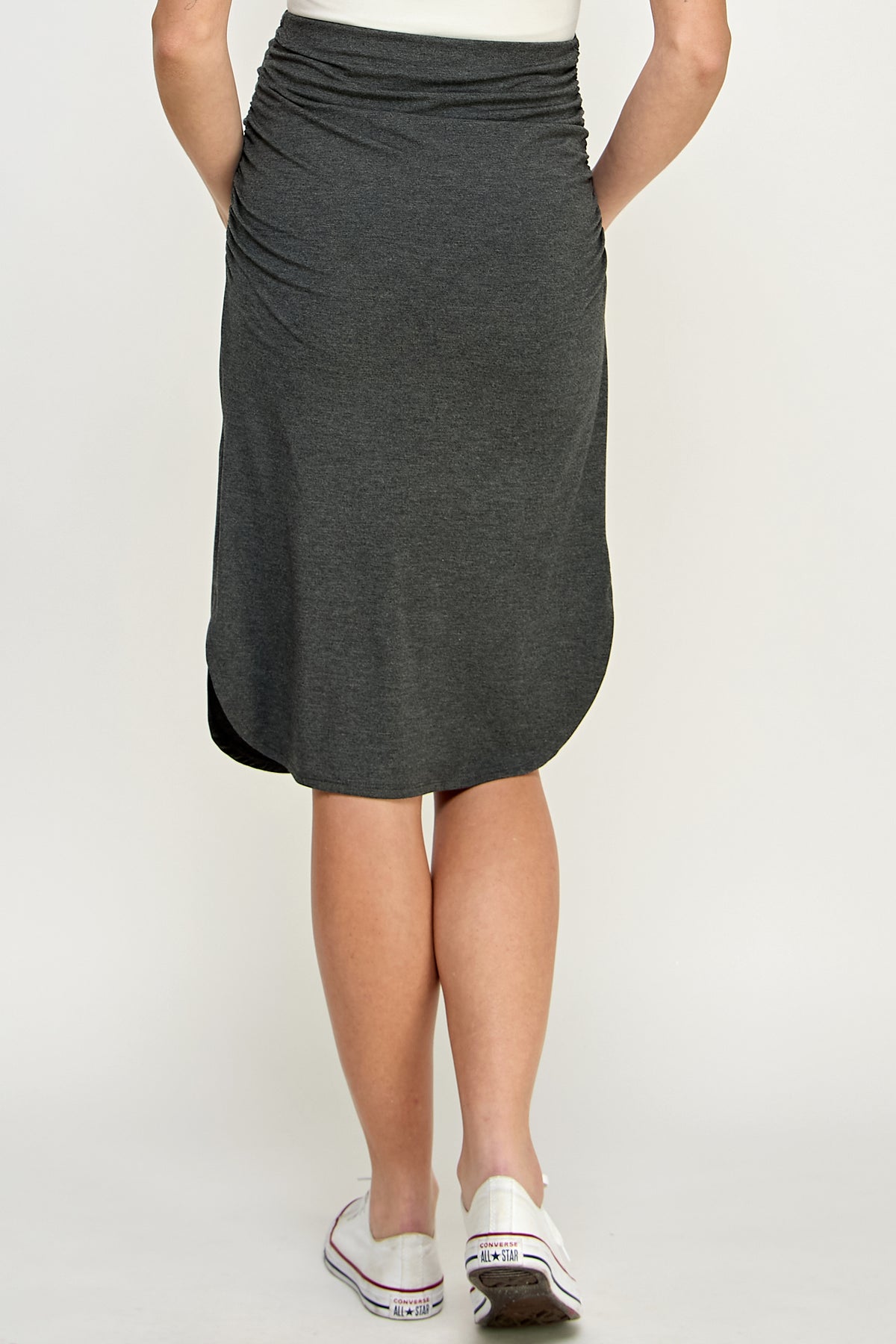 Black Soft Terry Side Slit Maternity Skirt
