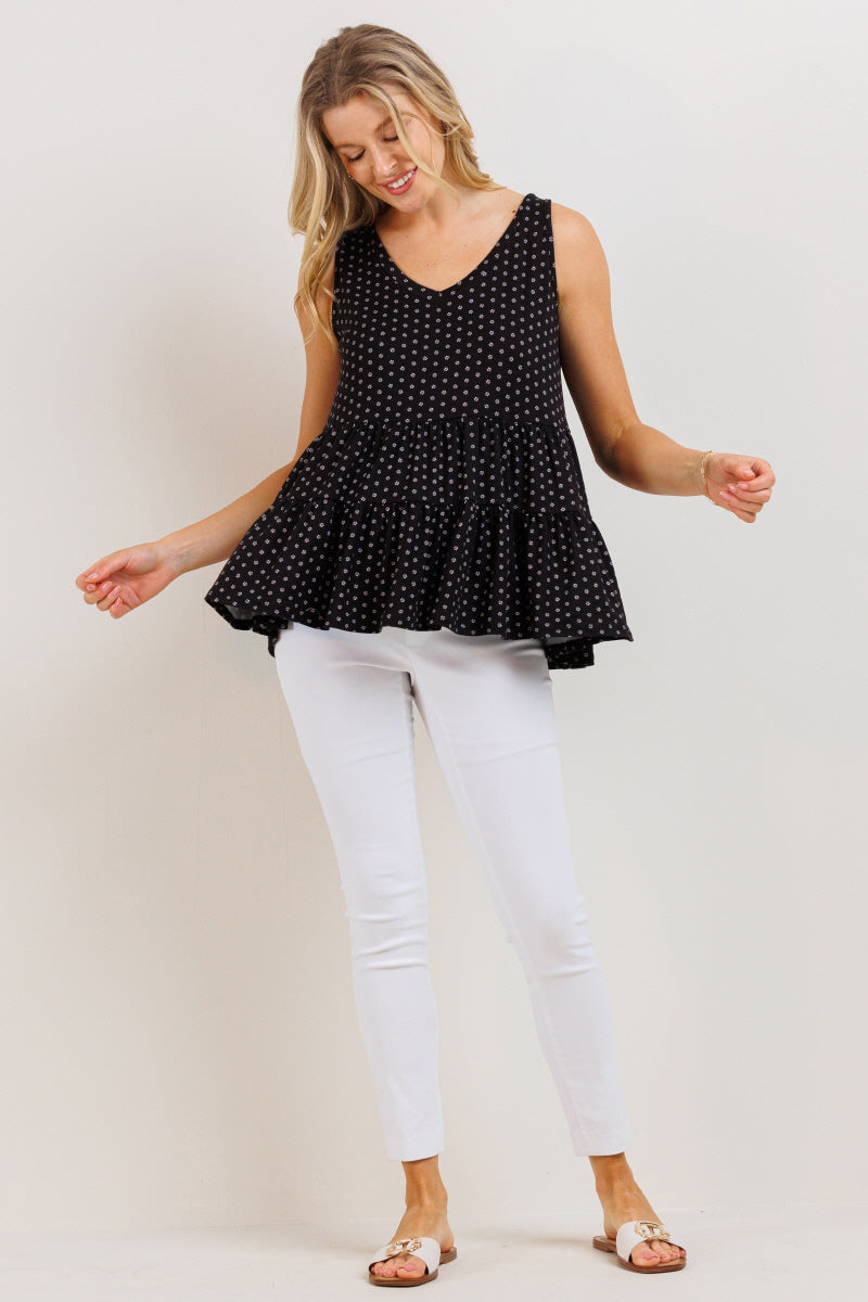 Black V-Neck Flowy Maternity Tank Top