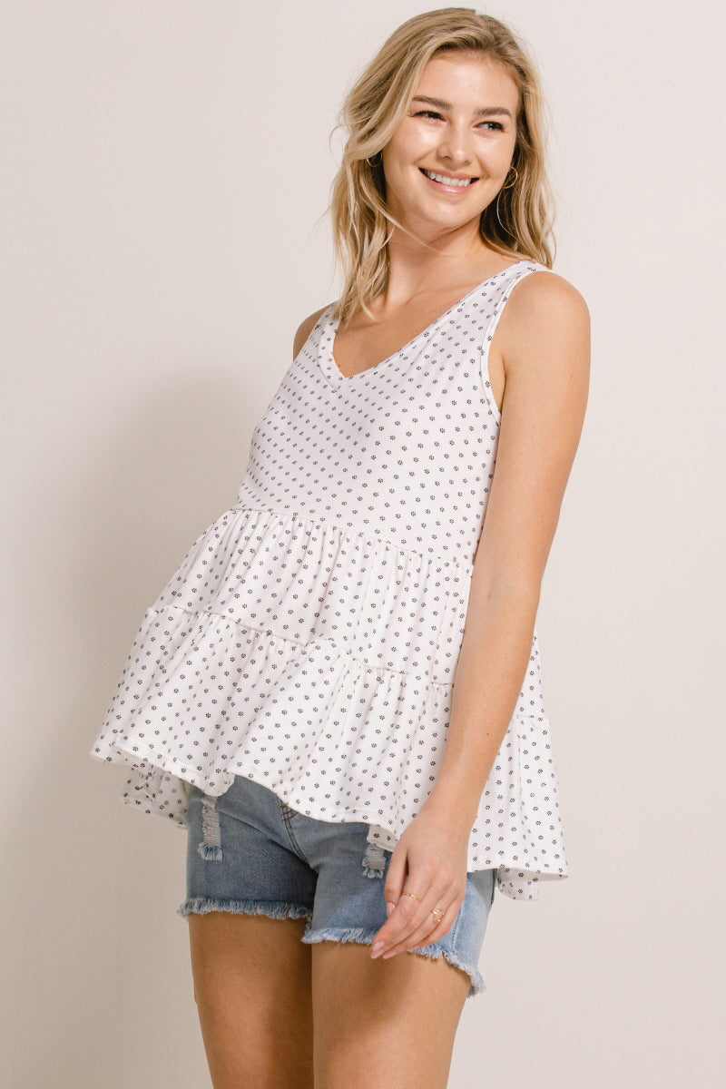 White V-Neck Flowy Maternity Tank Top