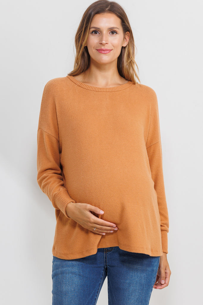 Rust Back Keyhole Maternity Sweatshirt