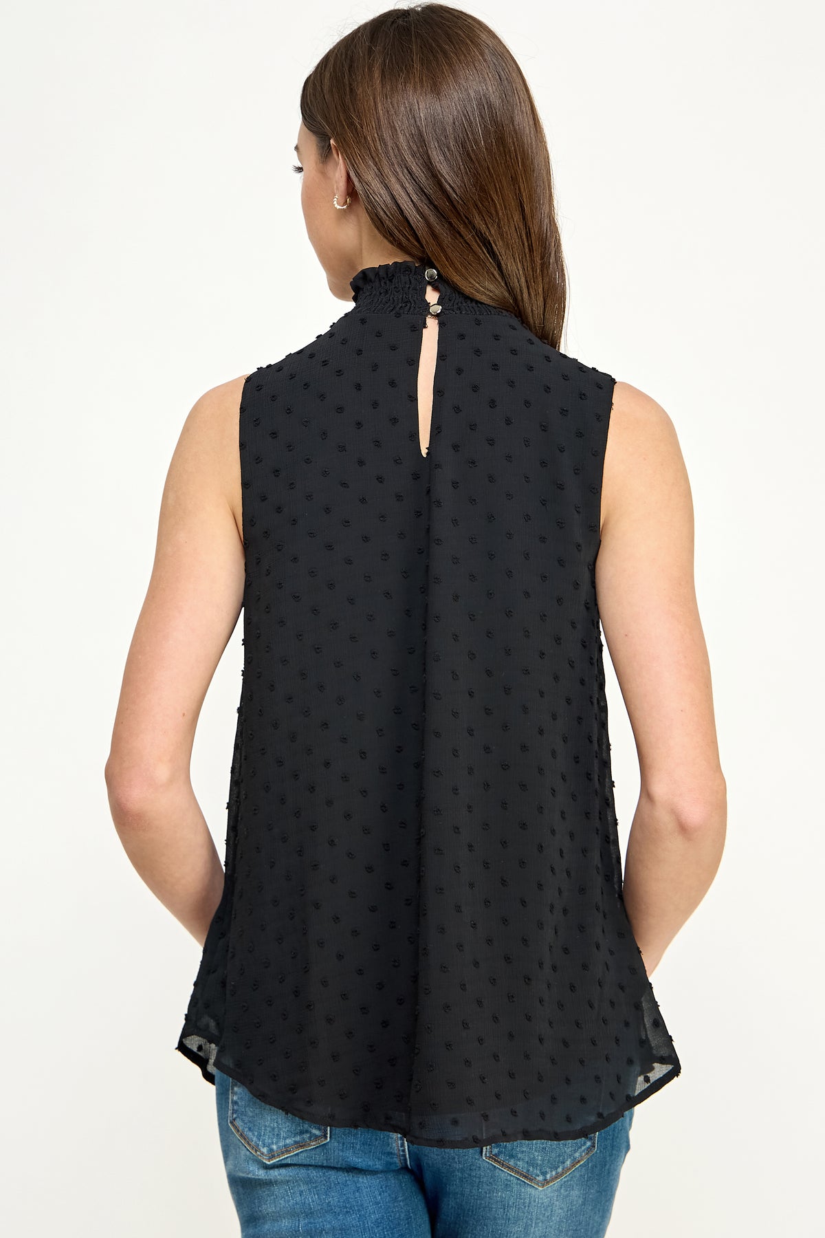 Black Double Layer Smocked Neck Textured Maternity Blouse