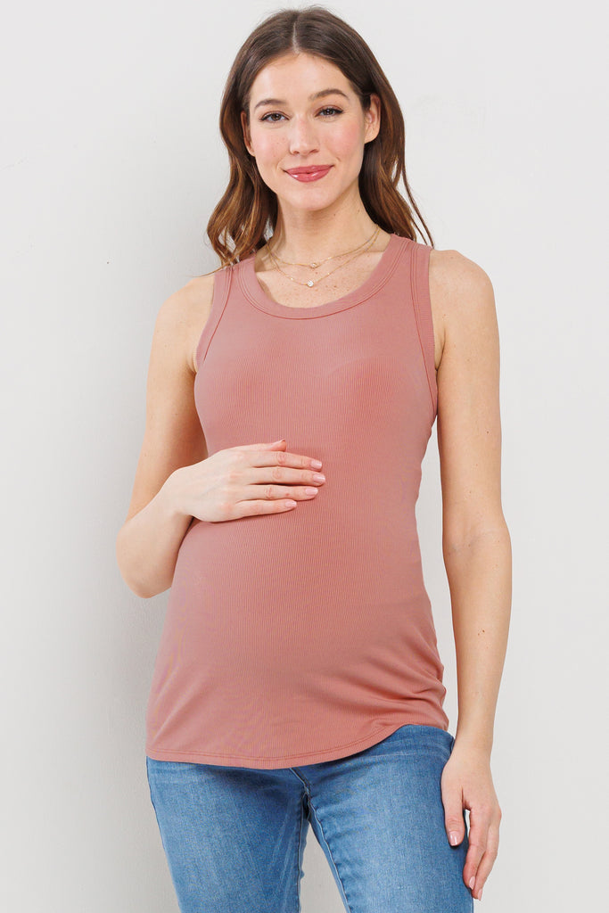 Coral Scoop Neck Basic Maternity Tank Top