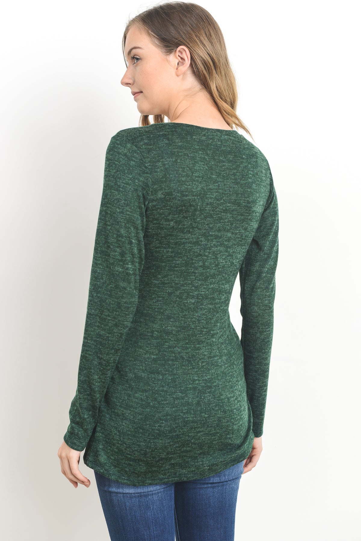 Green/Grey Tulip Hem Long Sleeve Maternity & Nursing Top