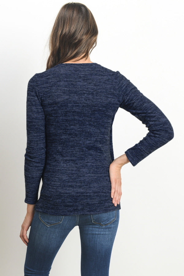 Navy/Grey Tulip Hem Long Sleeve Maternity & Nursing Top