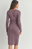 Mauve Rayon Modal Maternity Nursing Dress Back