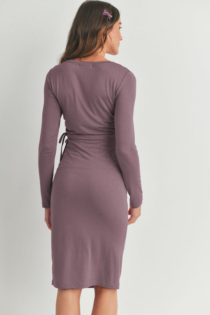 Mauve Rayon Modal Maternity Nursing Dress Back
