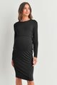Black Rayon Modal Maternity Nursing Dress Front