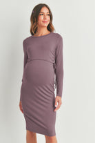 Mauve Rayon Modal Maternity Nursing Dress Front