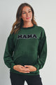 Green Velvet Maternity Sweatshirts Top with Mama Patch Front