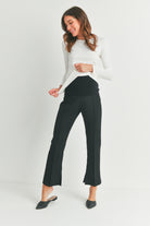 Black Maternity Bootcut Pants with Side Slit Full Body