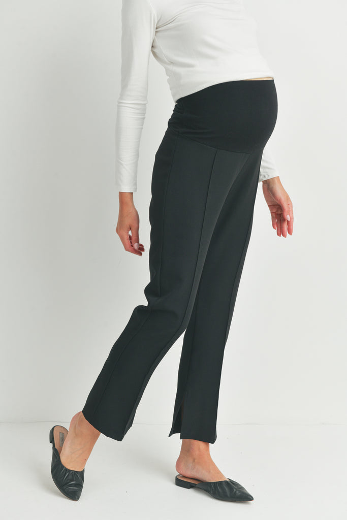Black Maternity Bootcut Pants with Side Slit Side 