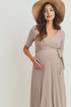 Solid Tie Waist High-Low Maternity/Nursing Dress