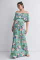 Sage Floral Off Shoulder Maxi Maternity Dress Front View