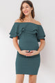Double Ruffle Off Shoulder Maternity Dress
