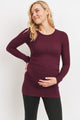 Dark Wine Hello Miz Cashmere-Like Hacci Maternity Long Sleeve Tunic front view