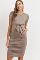 Rayon Modal Short Sleeve Front Tie Maternity Dress