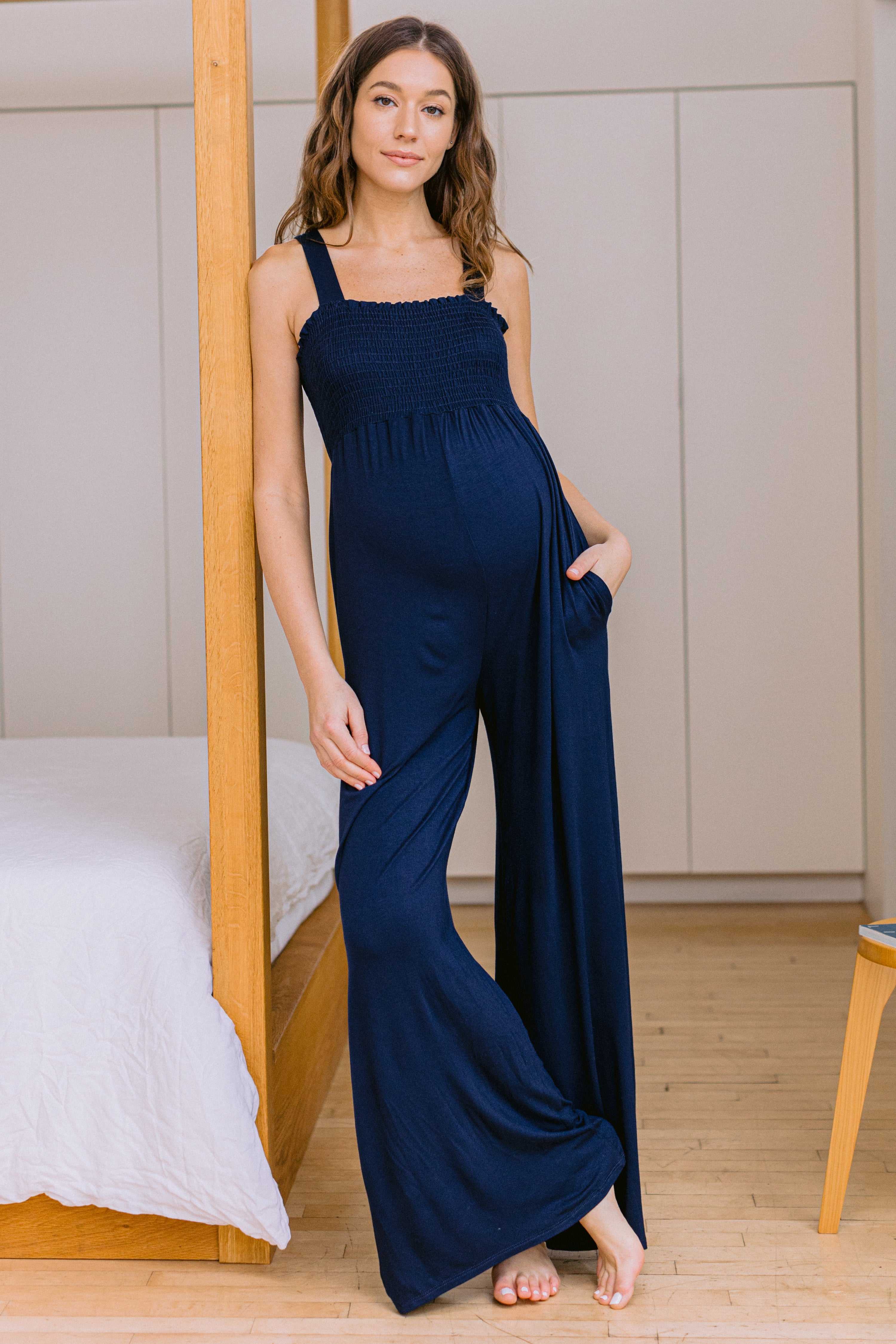Essential Grey Womens Maternity Do-It-All Jumpsuit | skiphop.com