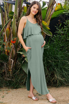 Sage Overlay Top Maternity/Nursing Dress Lifestyle Side