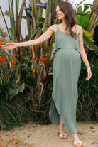 Sage Overlay Top Maternity/Nursing Dress Lifestyle Front