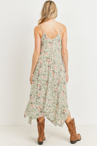 Sage Floral Spaghetti Strap Maternity Maxi Dress Back View