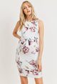 Ivory Floral Waist Tie Maternity Sheath Dress Front