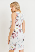 Ivory Floral Waist Tie Maternity Sheath Dress Back View