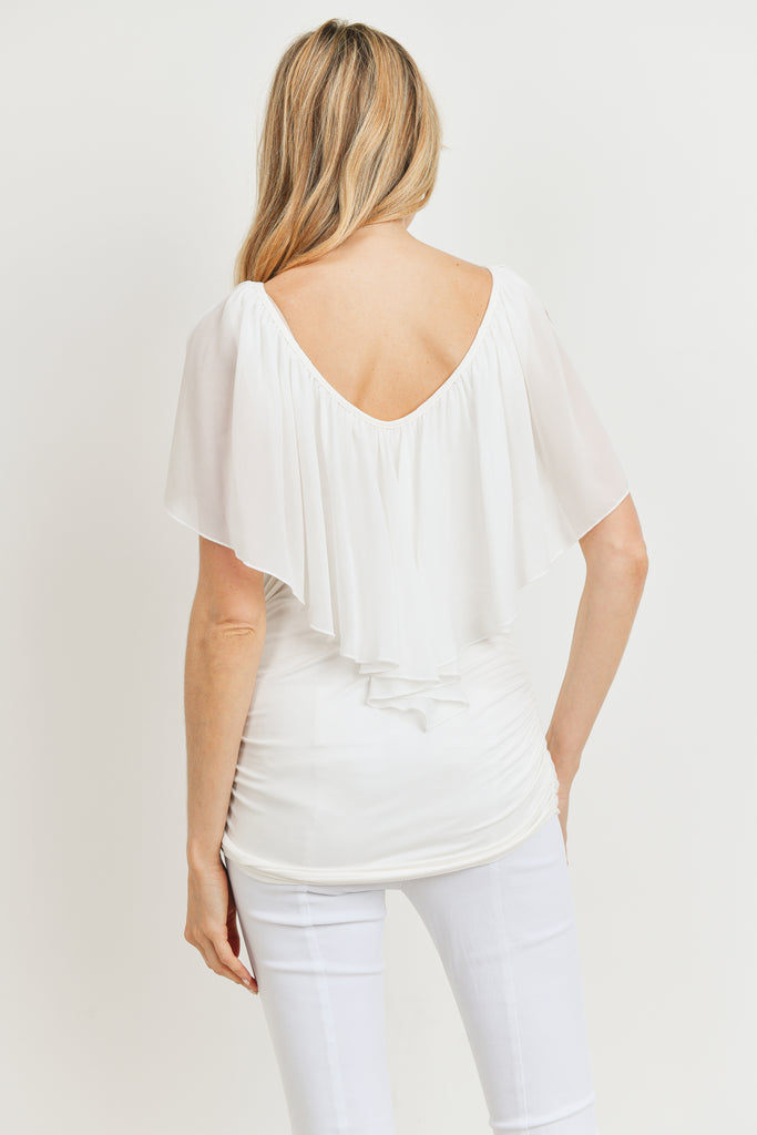 Ivory Cut Out Shoulder Maternity Blouse