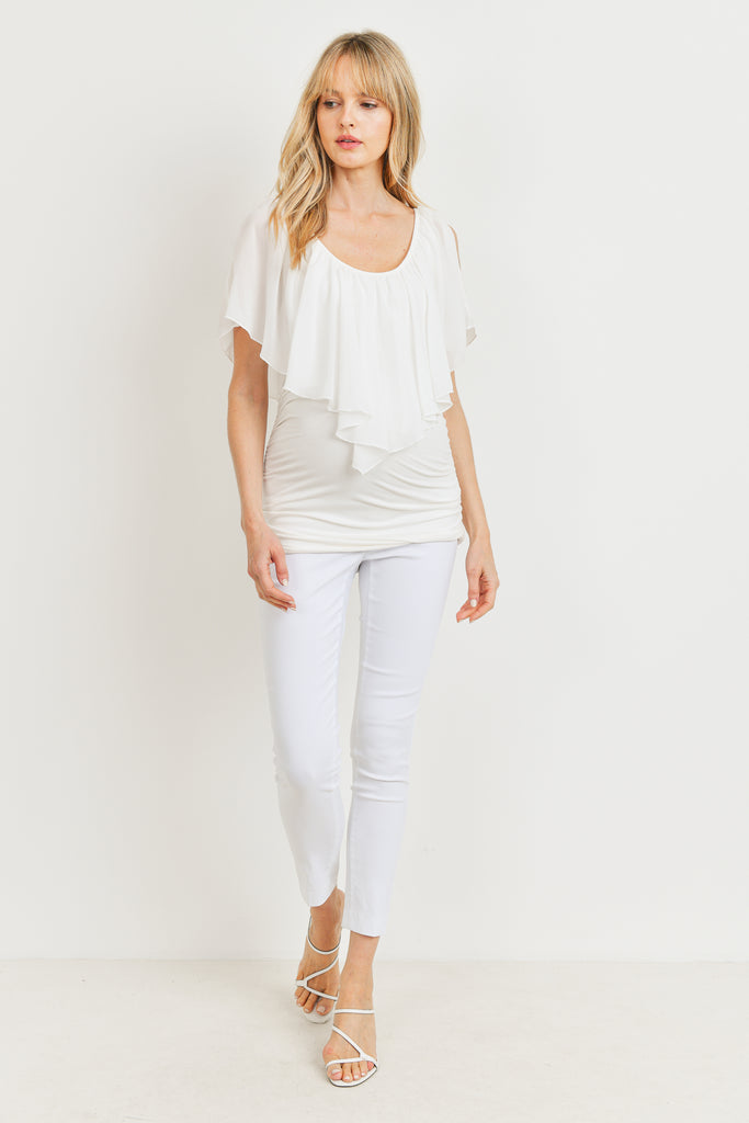 Ivory Cut Out Shoulder Maternity Blouse
