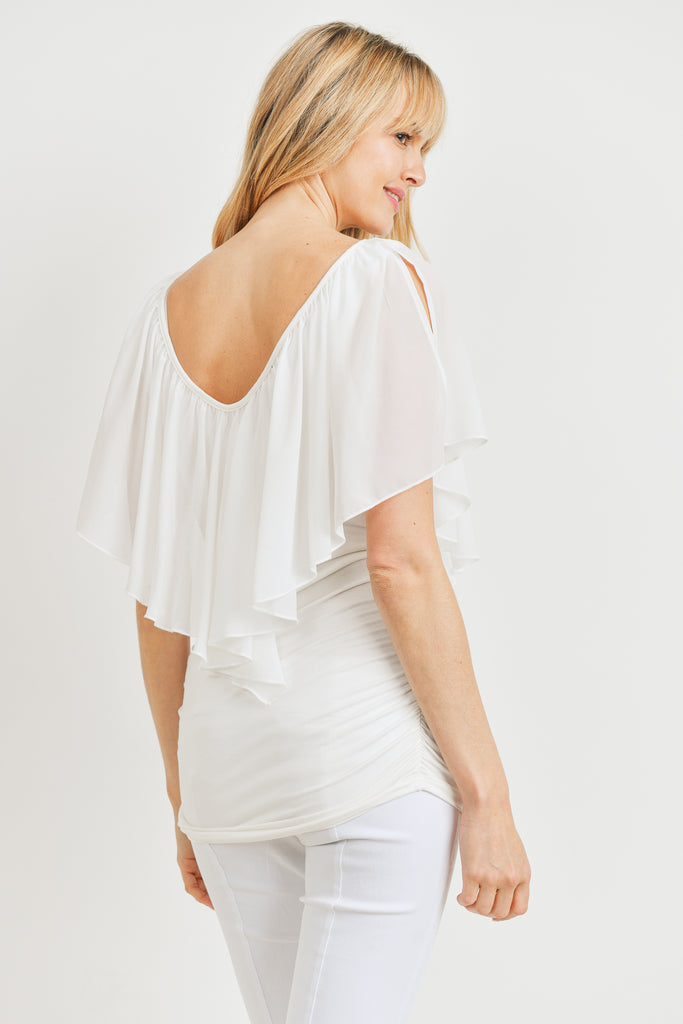 Ivory Cut Out Shoulder Maternity Blouse