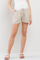 Oatmeal Drawstring Pocket Maternity Shorts Front