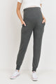 Charcoal Over The Belly Maternity Jogger Pants with Pockets  Front View