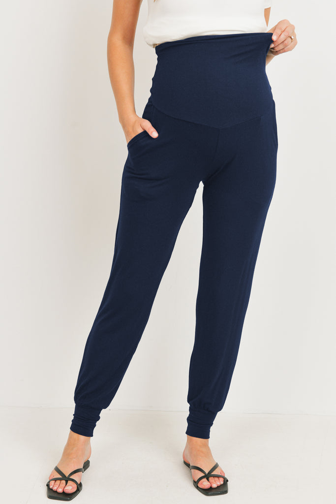 Navy Maternity Waistband Jogger Pant with Pockets