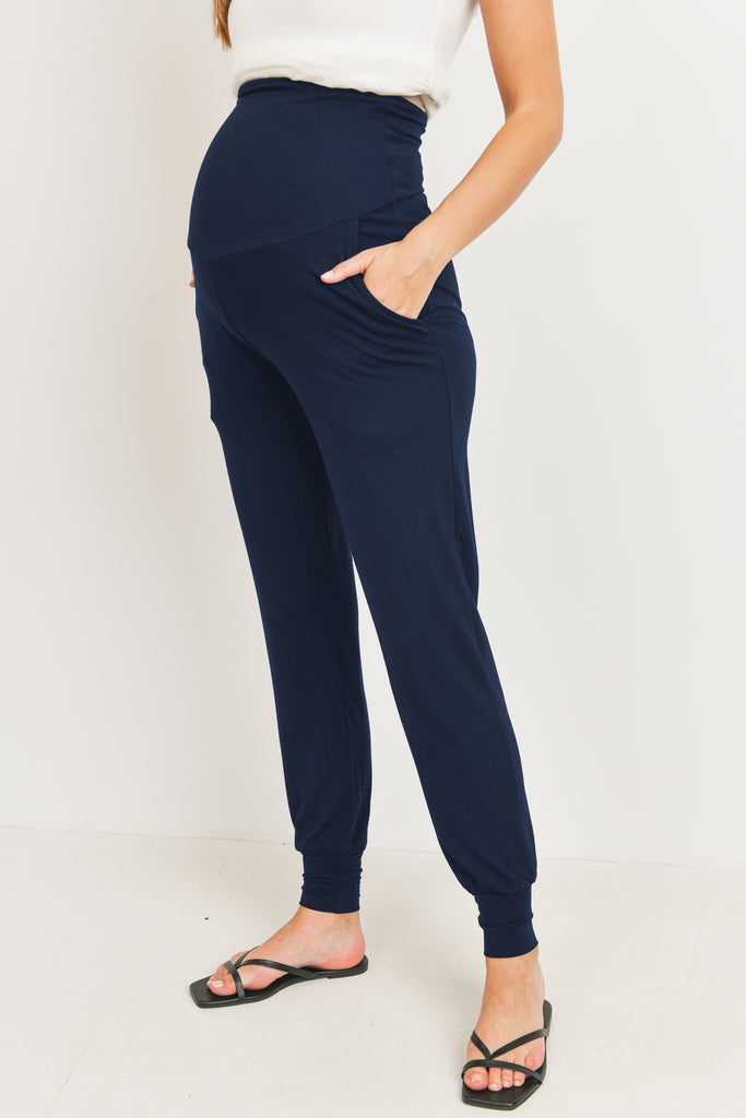 Navy Maternity Waistband Jogger Pant with Pockets